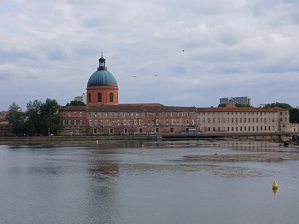 Historical source photograph: De la grave hospital on the banks of Garonne river in Toulouse, France. Photographer-supplied date 2024-07-15.